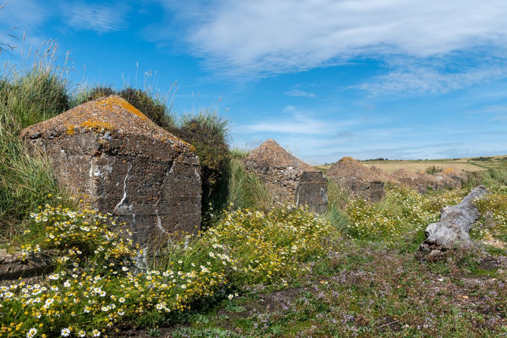 Remnants of concrete anti-tank defences at Seven Sisters Country Park